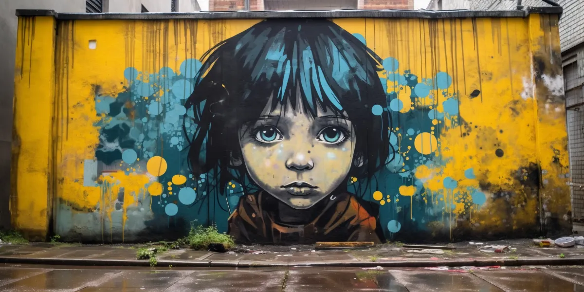 Beautiful Kid Portrait Graffiti Wall Painting