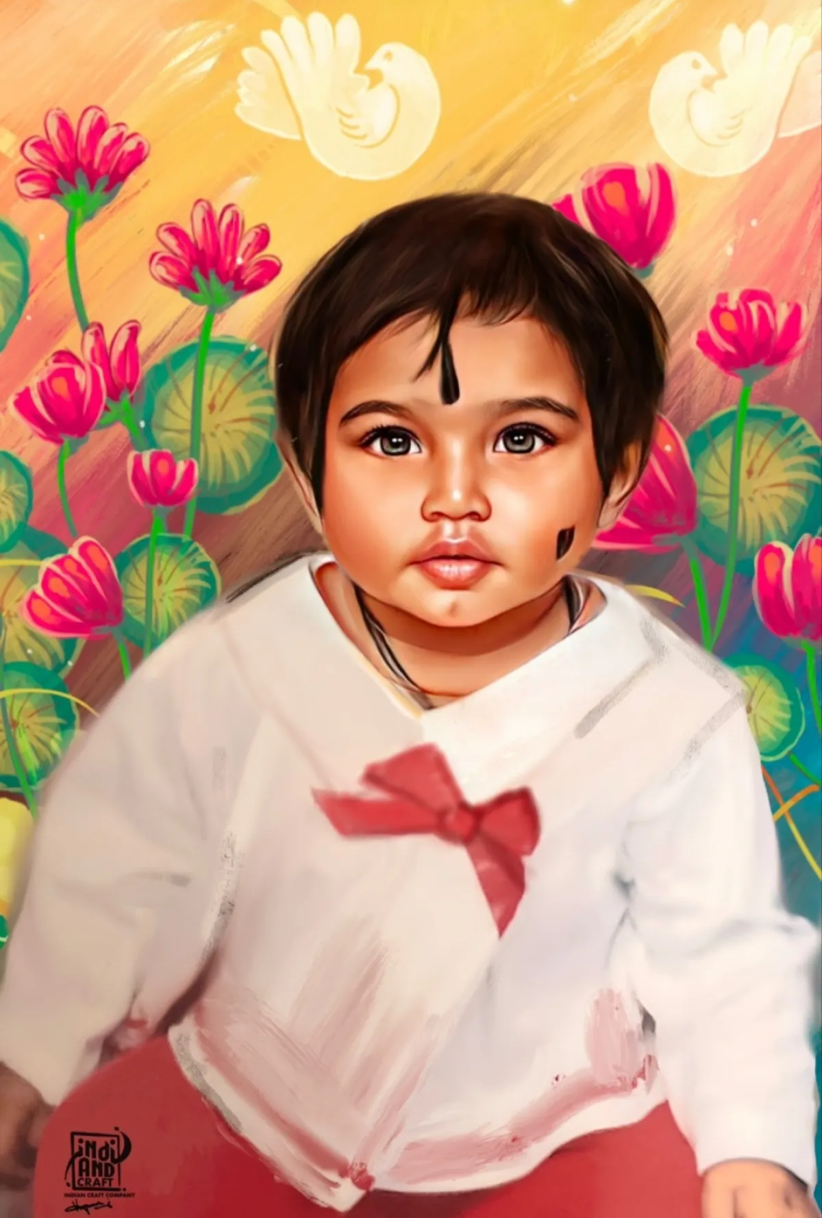 Beautiful Kid Portrait Graffiti Wall Painting